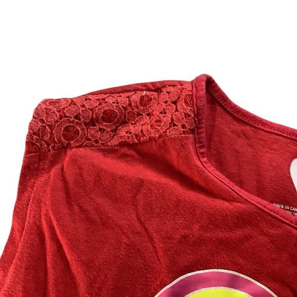 Garanimals Girls Dolman Funtastic Rainbow Heart Shirt Red Size 6 Lace Detail - Picture 6 of 8